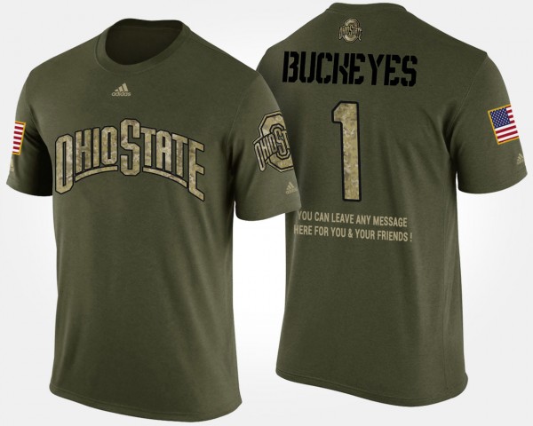 Ohio State Buckeyes Men's #1 No.1 Military With Message Short Sleeve Camo College Football T-Shirt 2404FPTA4